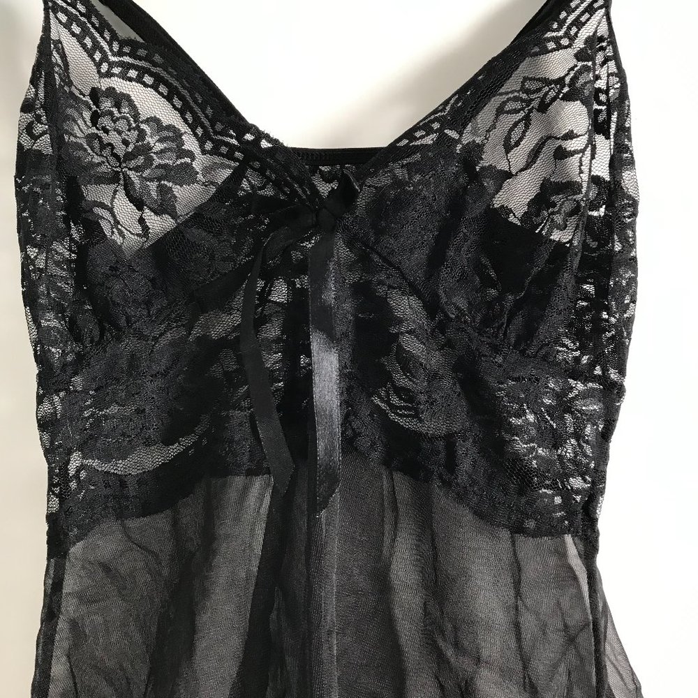 Avidlove Black Lace Sheer Babydoll Lingerie 2 Piece Set - Picture 3 of 7